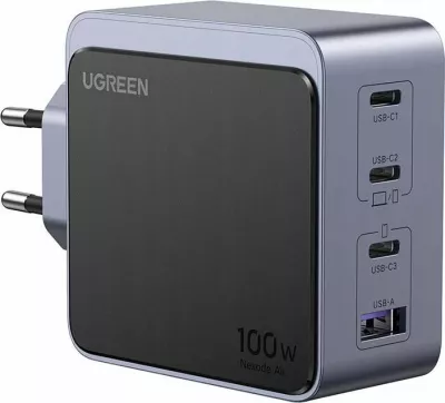 Karikues Ugreen Nexode Air 35043 100W 3x USB-C + 1x USB-A, pa kabllo, gri
