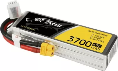 Bateri LiPo Tattu 3700mAh 14.8V 45C 4S1P me lidhës XT60