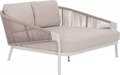 Daybed dopio XANTION, alumin i bardhë, litar, stof OLEFIN, 157x147x88cm