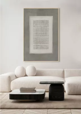 Pikturë dekorative COSMIC GRID me kornizë, kanavacë, ngjyrë gri e errët-bezhë, 80x120x4cm