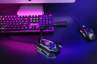 Mikrofon Marvo MIC-05 USB RGB omnidireksional, i zi