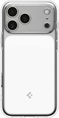 Mbështjellës Spigen Ultra Hybrid "T" MagSafe për iPhone 17 Pro, TPU+PC, skaje të ngritura, Air Cushion, me unazë magnetike MagSafe, Transparent/Bardhë