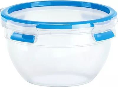 Enë plastike Emsa 518096 me kapak, rrethore, transparente, kaltër