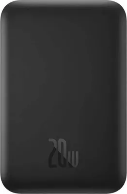Powerbank Baseus Magnetic Mini Air 6000mAh 20W, karikim wireless magnetik, me kabllo USB-C në USB-C 30cm, i zi