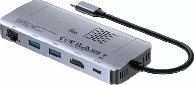 Hub USB-C aktiv Unitek D1120A01 10Gbps, HDMI, Ethernet, M.2 SSD, PD 100W, gri