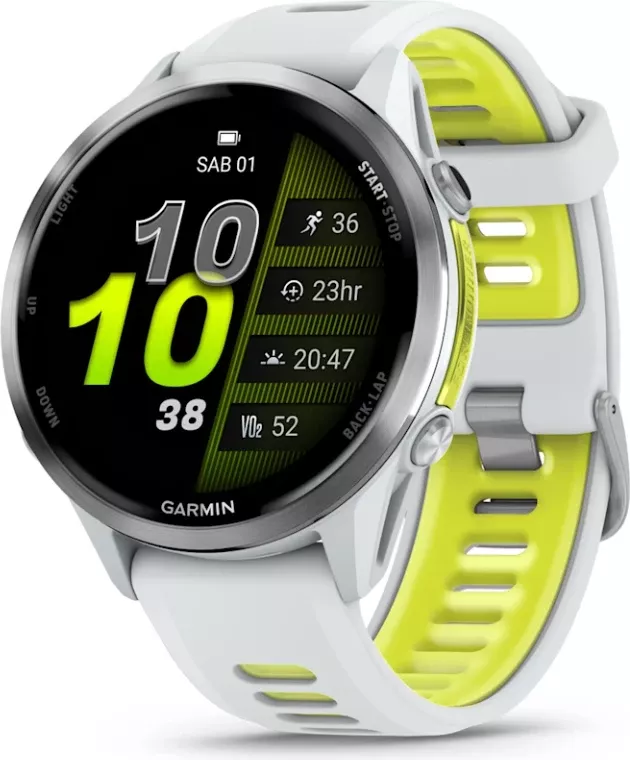 Smartwatch Garmin Forerunner® 970 Titanium (Whitestone Case, Whitestone/Translucent Amp Yellow Strap)