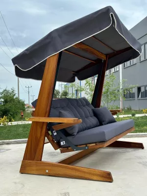 Karrige lëkundëse treshe për kopsht, ngjyrë antracit, Skye Decor, Sia 2400
