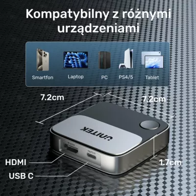 Transmetues HDMI pa tel Unitek V1162B01 4K@60Hz Wi‑Fi 2.4/5GHz rreze 8m, zi-gri, set me kabllo