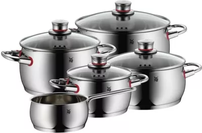 Set tenxhere, WMF, Quality One 07 7455 6380 (7455), inox me kapakë xhami, argjendtë, 5 copë