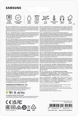Kartelë memorie Samsung MB-MC128S, 128 GB, MicroSDXC, UHS-I, 160 MB/s, Class 3 (U3), V30, e bardhë