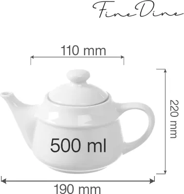 Çajnik Fine Dine Bianco 500 ml 180x115 mm, i bardhë, set 6 copë