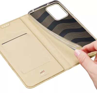 Mbështjellës Dux Ducis Skin Pro për Xiaomi Redmi Note 12 Pro+, me xhep karte, stand, Gold