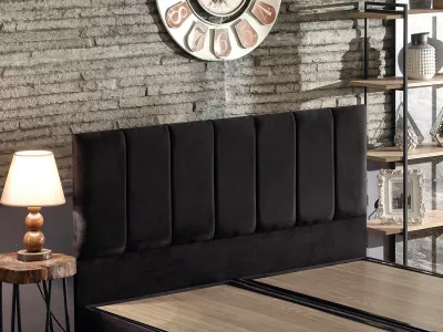 Baze dhe shtrat dopio me taban, Skye Decor, Ela Double, e zezë, 160x200