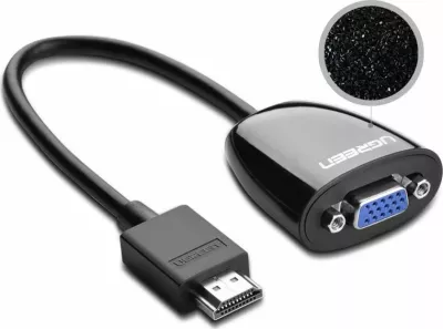 Adapter HDMI në VGA Ugreen 40253, FHD 1080p, kontakte të arta, i zi