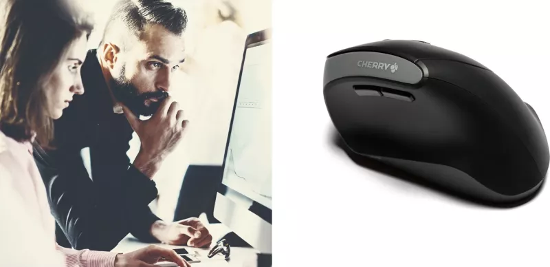 Maus CHERRY MW 4500 Wireless, 45 Gradë, USB, Djathtas, Dizajn Vertikal, Optik, RF Wireless, 1200 DPI, Zi