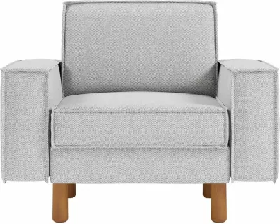 Karrige një vendëshe Atelier del Sofa, ngjyrë Pebble, këmbë druri Walnut