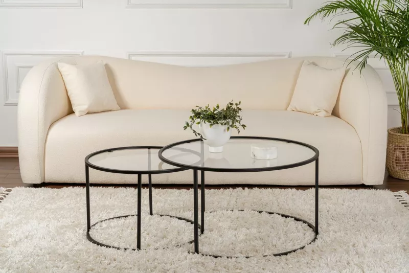 Set tavolinash kafeje Nordure, Aurum - 80, 60 - e zezë, transparente