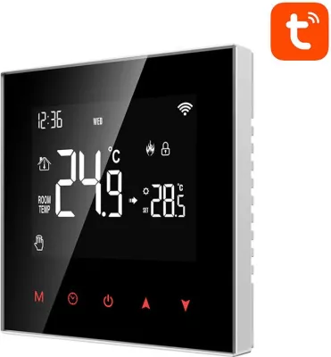Termostat i mençur Avatto WT100, për ngrohës uji, Wi-Fi, Tuya, i zi