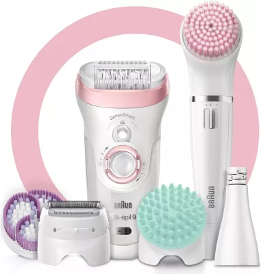 Set bukurie epilator Braun Silk-épil 9-995 9-në-1, FaceSpa, pa kabllo 50 min, Wet & Dry, me aksesorë set