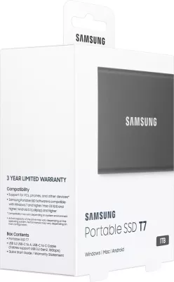Disk SSD i jashtëm Samsung Portable T7, 1 TB, USB- C, hiri
