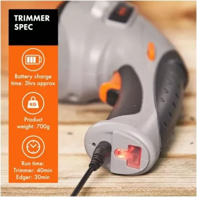 Trimmer pa kabllo 2-në-1 VONHAUS 2500259, 3.6V Li-ion, teh 10 cm + gërshërë bari 7 cm, adaptor UK/EU, gri/zi/portokalli