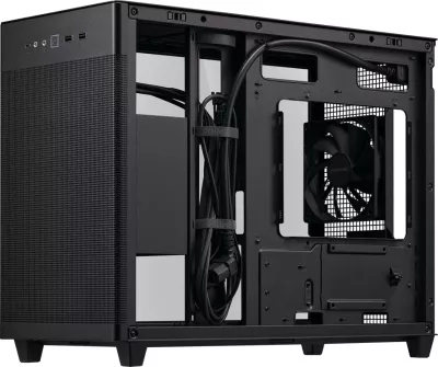 Kasë ASUS Prime AP201 MicroATX, tempered glass, 33 L, mbështetje radiator 360 mm, e zezë