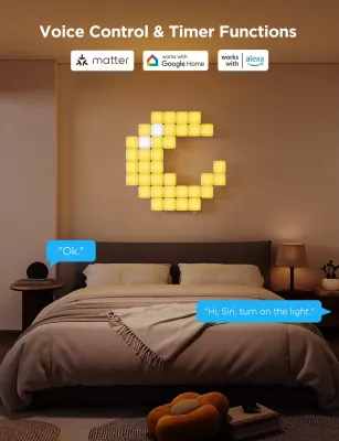 Panel dritash LED smart Govee Mini Panel Lights, RGBIC, Wi‑Fi, Matter, 10 copë