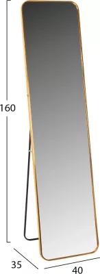 Pasqyrë qëndruese në dysheme, kornizë alumini, ngjyrë ari, BOELY FH9577.30, 40x35x160H cm