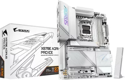 Pllakë amë Gigabyte X870E AORUS PRO ICE, AM5, 4x DDR5, Wi‑Fi 7, ATX, e bardhë