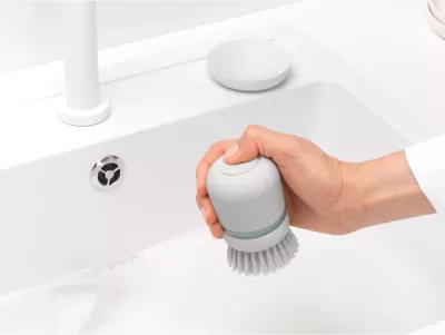 Furçë për larje enësh BRABANTIA SinkSide MPN 302640, me dispenser sapuni 0.1 L, me mbajtëse, gri e çelët