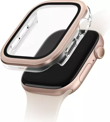 Mbështjellës UNIQ Voute për Apple Watch 10, 46mm, xham i fortë, rozë e artë
