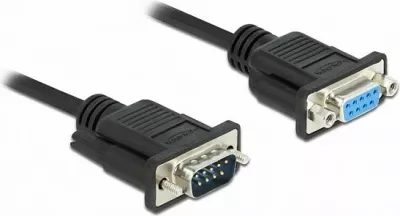 Kabllo seriale DeLOCK RS-232 D-Sub 9 (DB9) mashkull-në-femër, 1 m, prizë e ngushtë, e zezë