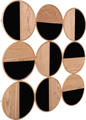 Dekorim muri FH4197 metalik në ar-MDF natyral dhe i zi me shkëlqim 90x90cm