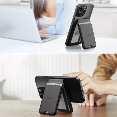 Mbajtës kartelash për smartphone Tech-Protect MagWallet Stand MagSafe, i zi