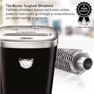 Shkatërrues dokumentesh Fellowes Powershred 53C, DIN P-4, 10 fletë, kosh 23 L, prerje shirita 4x35 mm, zi/argjend