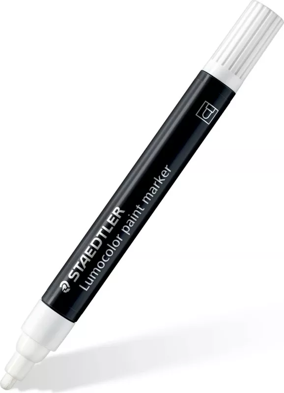 Marker STAEDTLER Lumocolor 349 C4, bullet tip, i bardhë/zi