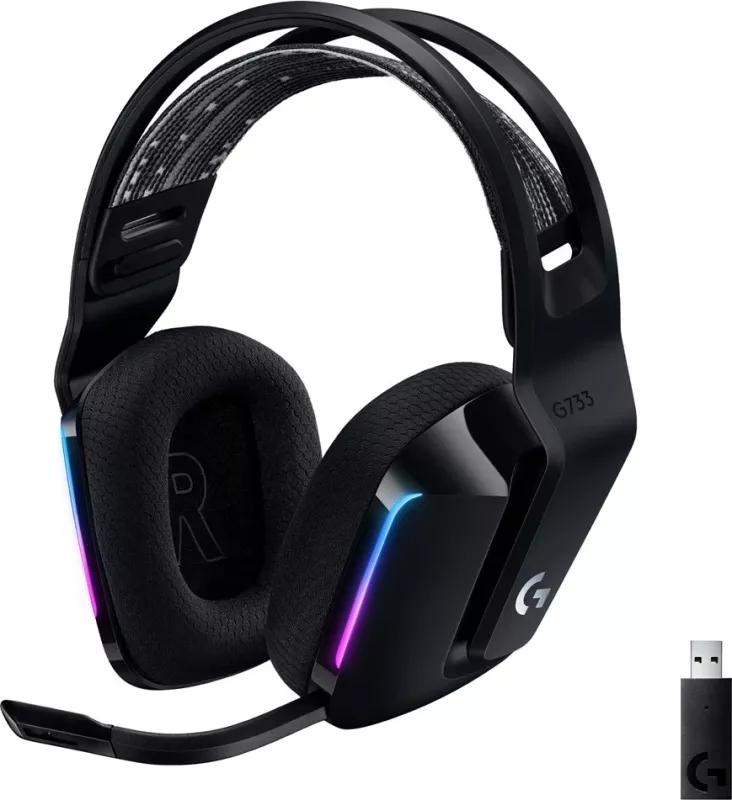 Kufje gaming Logitech G G733 LIGHTSPEED Wireless RGB, të zeza