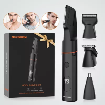 Makinë rroje multifunksionale MAXGROOM LK-881, IPX6, ekran LED, bateri 800 mAh, USB-C, set me maja zëvendësuese, e zezë