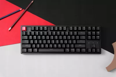 Tastierë mekanike Keychron K8 QMK V2 pa kabllo RGB hot-swappable US INTL, kornizë alumini, switch Keychron Super Red, e zezë