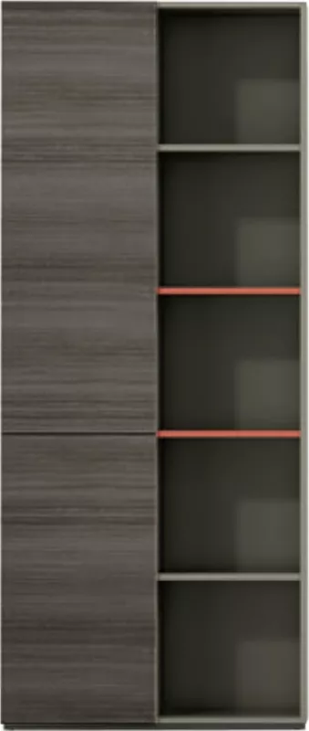 Bibliotekë profesionale për zyre, seria Lux, ngjyrë mocha dhe hiri, 80x40x190, FH2121