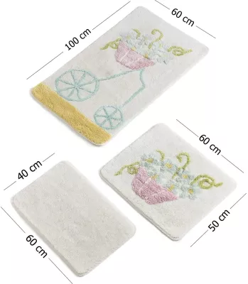 Set tapetë banjoje akrilik (3 copë), Mijolnir, Alacati - e verdhë