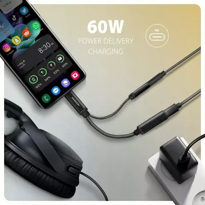 Adapter USB-C Axagon ADA-HCPD, Jack 3.5mm + USB-C PD 60W, i zi