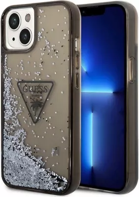 Mbështjellës Guess GUHCP14MLFCTPK për iPhone 14 Plus 6.7", Liquid Glitter Palm, i zi