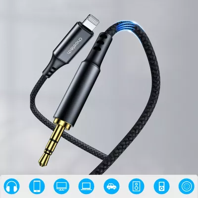 Kabllo audio Choetech AUX009, Lightning në 3.5mm, 2m, e zezë