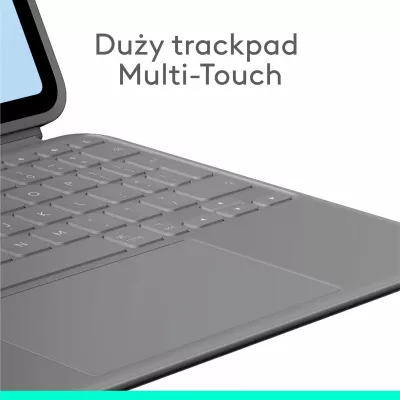 Tastierë me Mbështjellës Logitech Combo Touch 920-012636 për iPad Air 11" (M2/M3) dhe iPad Air Gen 4/5 10.9", QWERTY US International, me trackpad, me ndriçim tastesh, Smart Connector, Gri