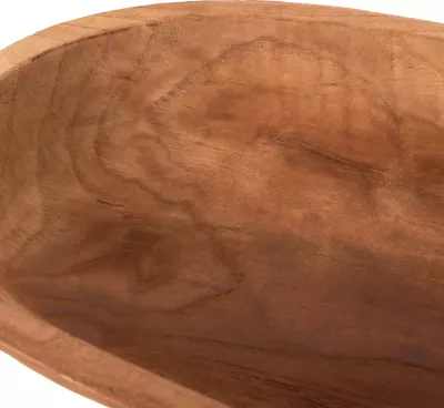 Enë ovale dekorative, dru teak i ricikluar, ngjyrë natyrale, 55x30x7H cm