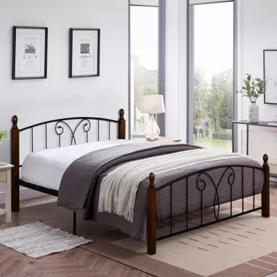 Krevat dopio Suzie FH585 për dyshek 150x200cm, Metal-Dru
