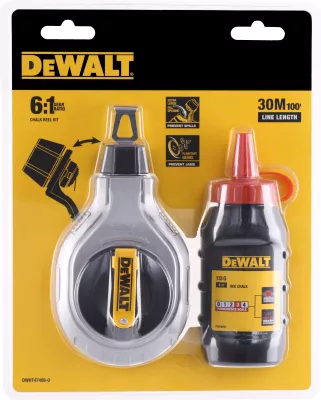 Shënues me shkumës Dewalt DWHT47408-0, 30 m, shkumës i kuq, set
