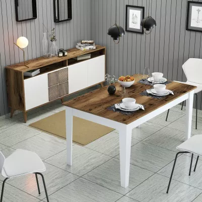 Set mobiljesh për dhomë dite, ngjyrë arre dhe e bardhë, Skye Decor, Milan 528