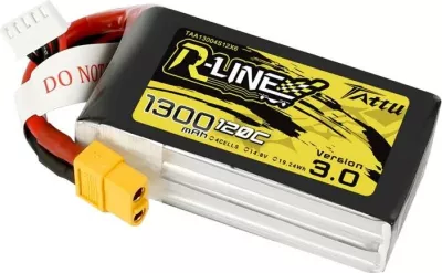 Bateri LiPo Tattu R-Line Version 3.0, 1300mAh, 14.8V, 120C, XT60